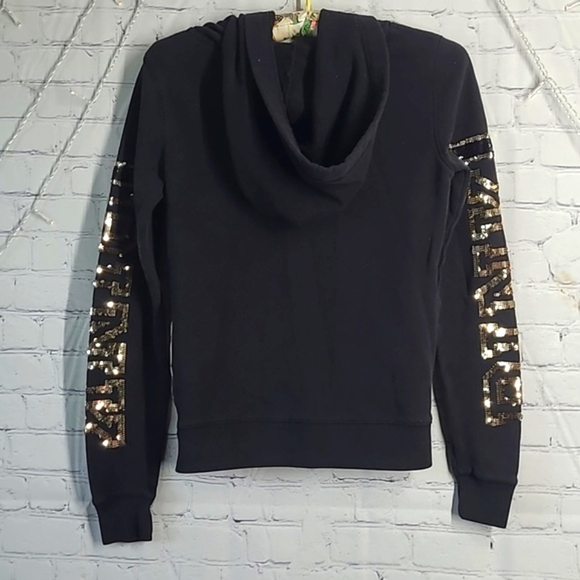 2014 RARE Victoria's Secret PINK Palm Tree Sequin Logo Spellout Hoodie Size XS - Picture 11 of 17